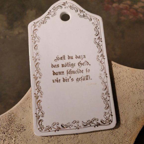 White Porcelain Cheese Charcuterie Board Antique Vintage German Gold Writing - Picture 1 of 3